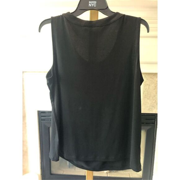 212 Collection Women’s Black Rhinestone Crew Neck Tank Top Size L - Picture 2 of 5